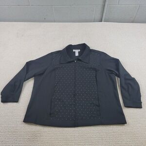 Cathy Daniels Shirt Womens 2X Black Long Sleeve Casual Blouse Polyester Stretch